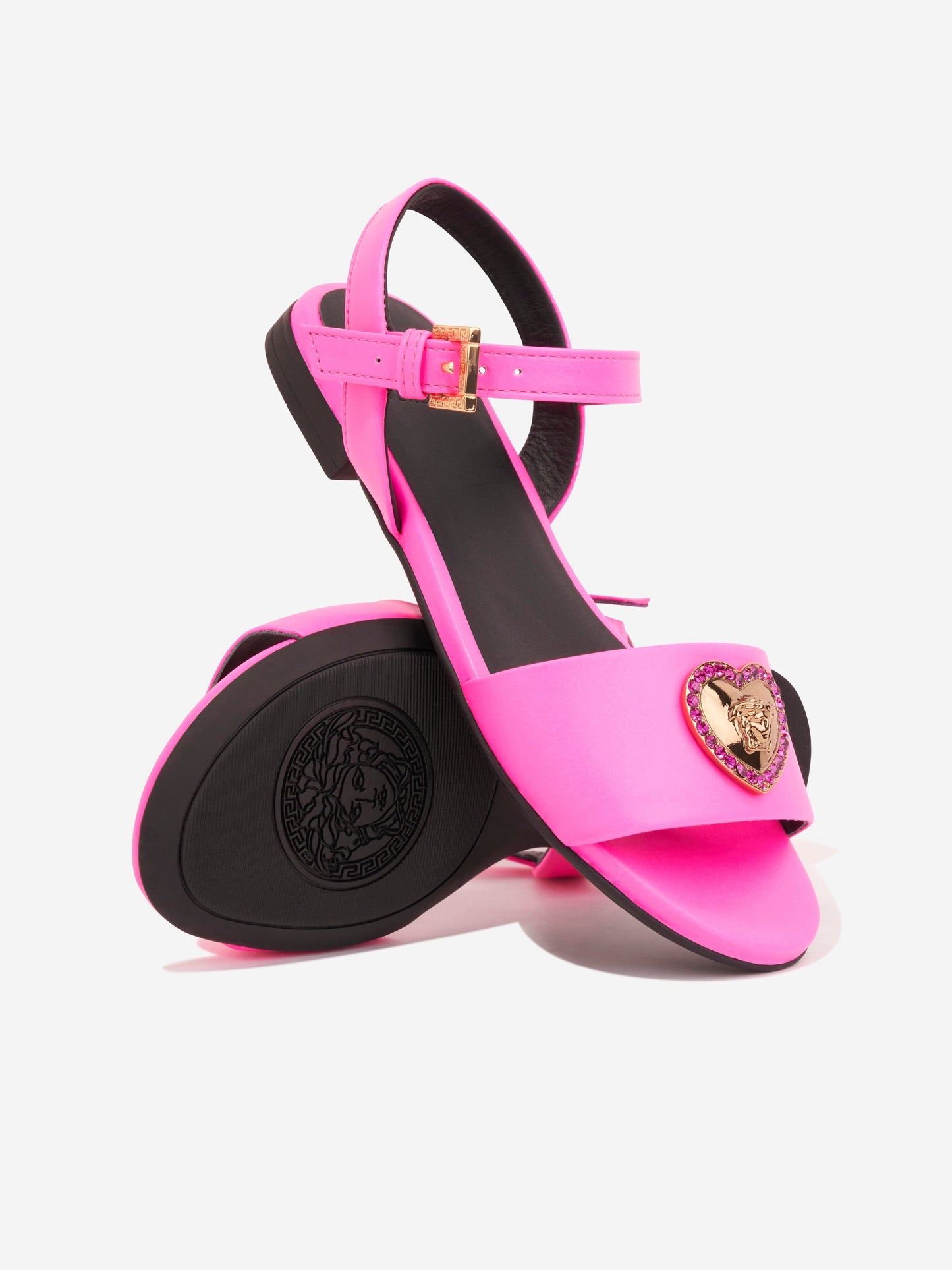 Versace 女童粉色爱心徽标凉鞋