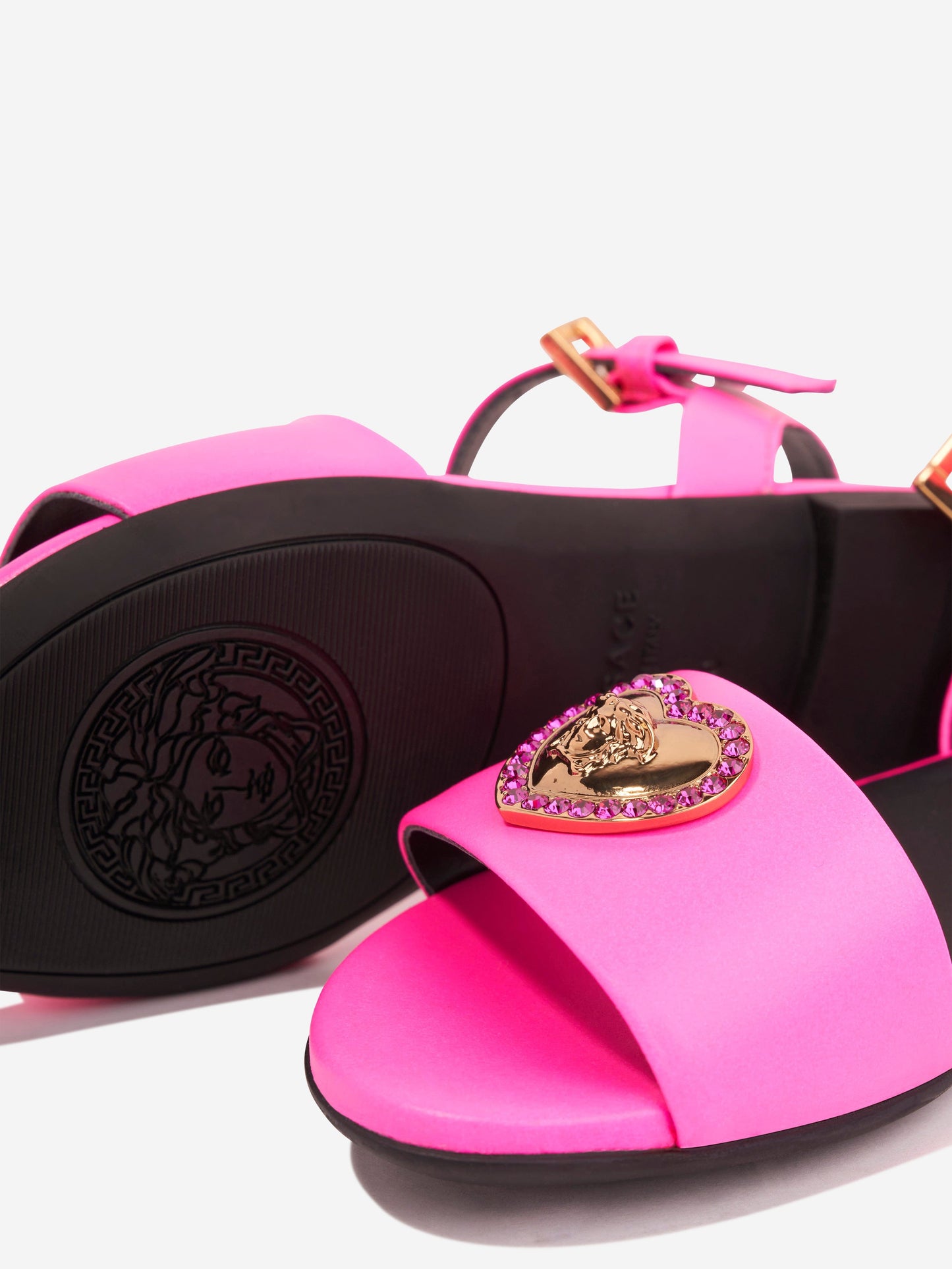 Versace 女童粉色爱心徽标凉鞋