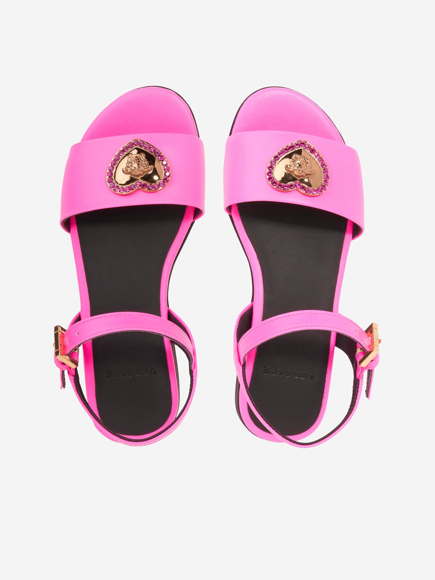 Versace 女童粉色爱心徽标凉鞋