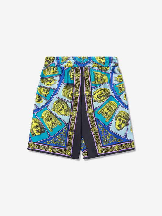 Versace Boys Maschere 绿色真丝短裤