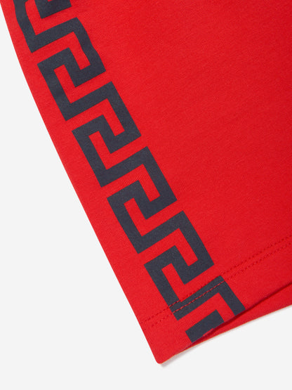 Versace 男婴 Greca Medusa 徽标短裤（红色）