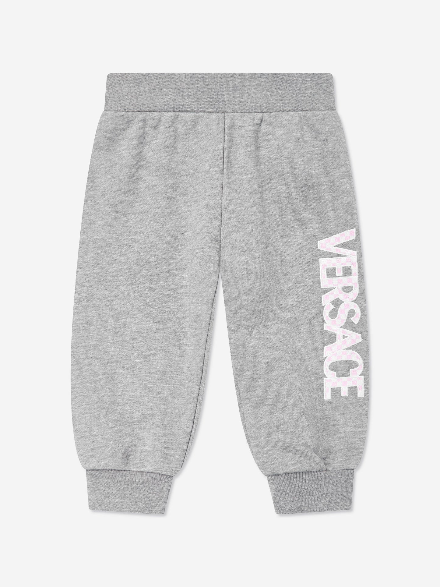 Versace 男婴 Damier Logo 慢跑裤（灰色）