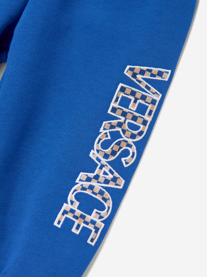 Versace 男婴 Damier Logo 蓝色慢跑裤