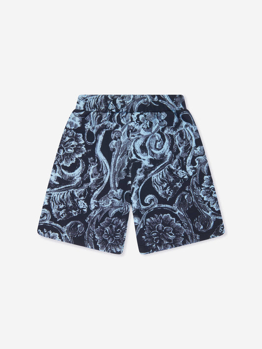 Versace Boys Barocco 印花短裤（海军蓝）