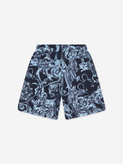 Versace Boys Barocco 印花短裤（海军蓝）