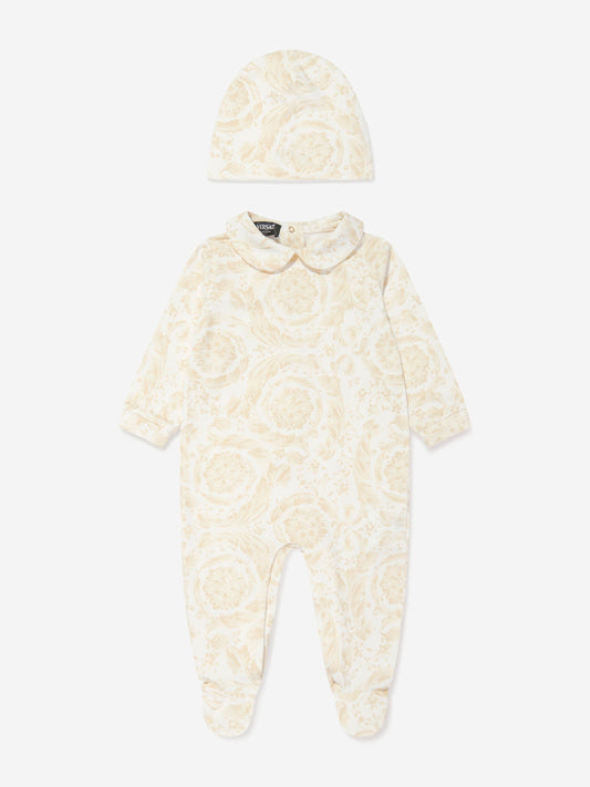 Versace Baby Barocco Babygrow 米色礼品套装