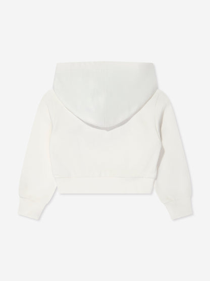 Versace 女童刺绣徽标连帽衫（白色）