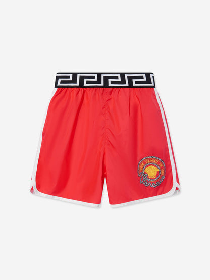 Versace 男童 Anchor Crest 红色泳裤