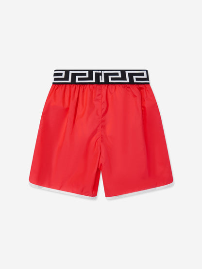 Versace 男童 Anchor Crest 红色泳裤
