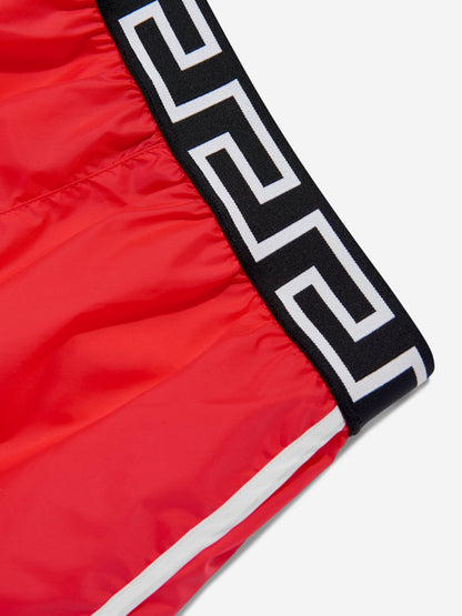 Versace 男童 Anchor Crest 红色泳裤