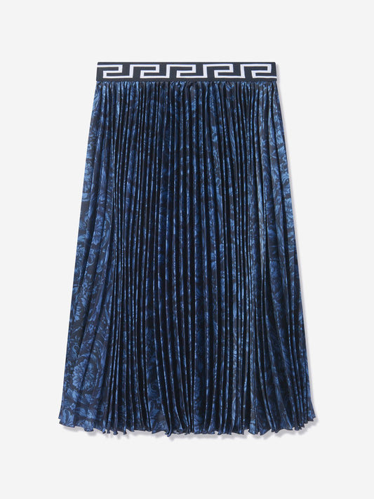 Versace Girls Barocco 海军蓝百褶裙