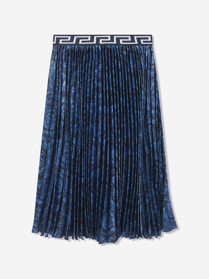 Versace Girls Barocco 海军蓝百褶裙