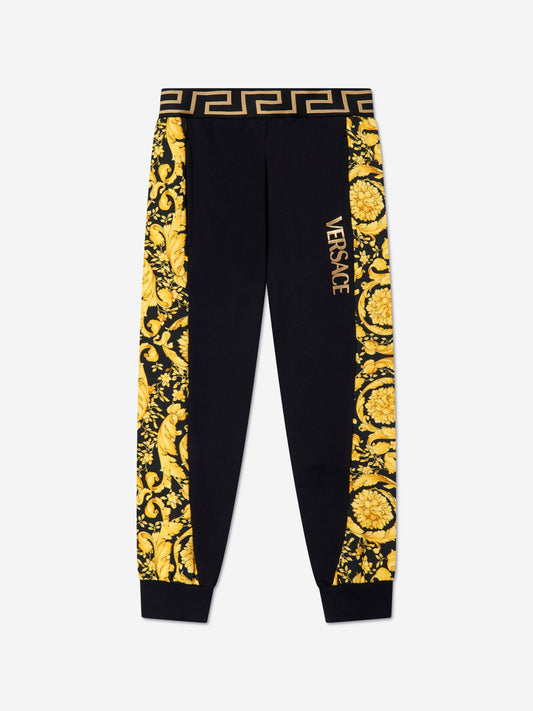 Versace Boys Barocco Logo 黑色慢跑裤