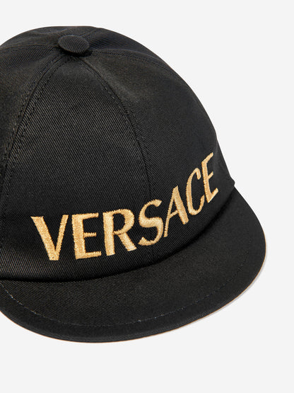 Versace Kids 刺绣徽标帽（黑色）