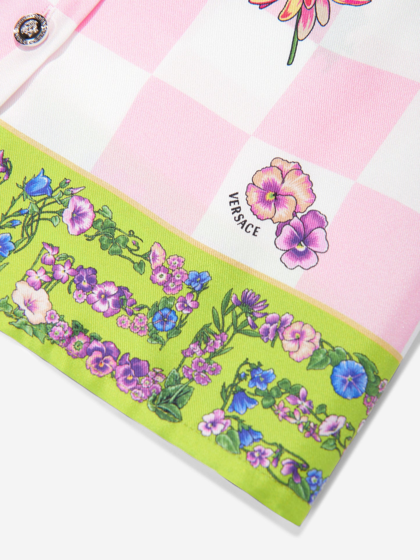 Versace 女童真丝 Damier 花朵衬衫裙（粉色）