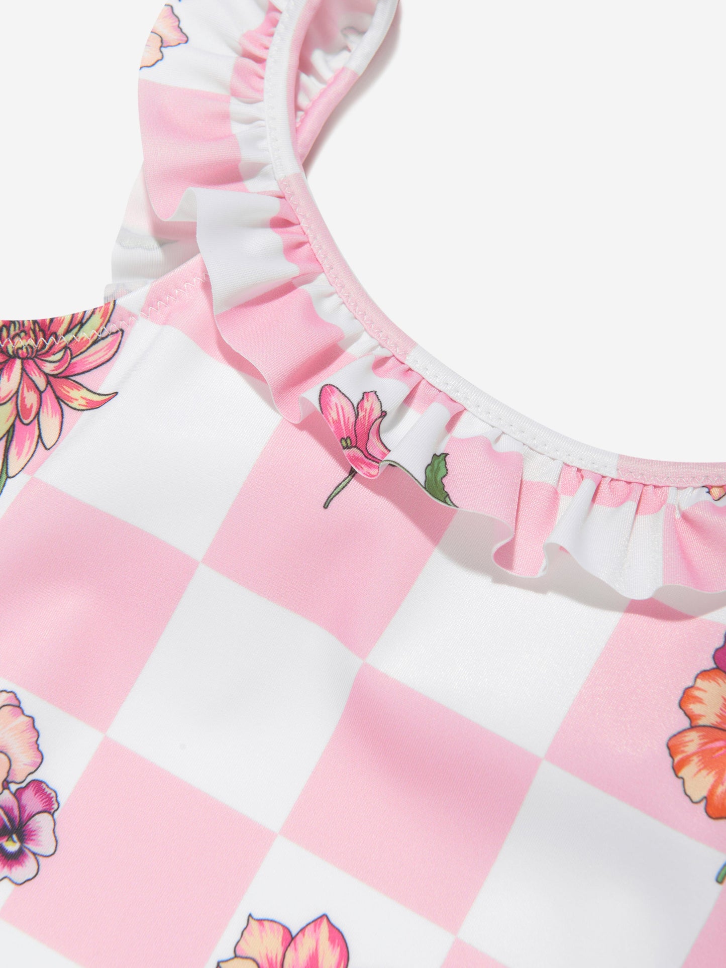 Versace 女童 Damier Flowers 粉色泳衣