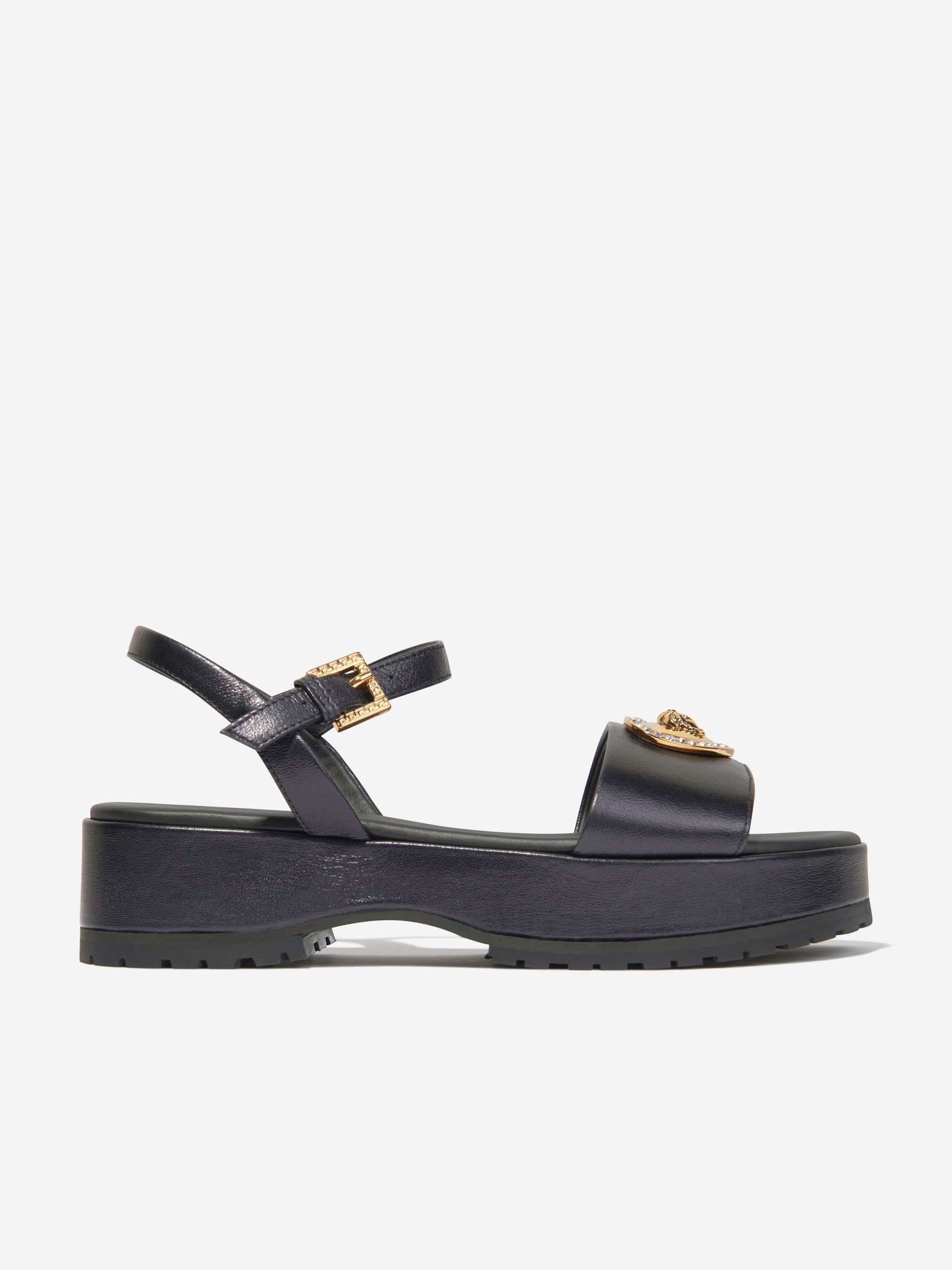 Versace 女童美杜莎心形凉鞋（黑色）