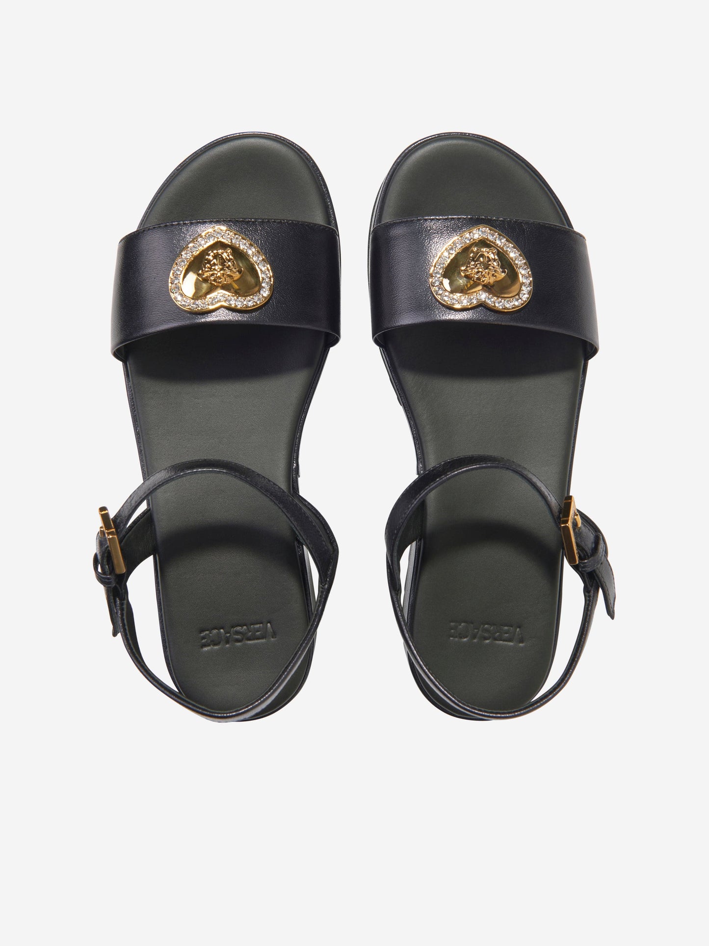 Versace 女童美杜莎心形凉鞋（黑色）