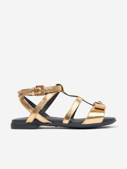 Versace 女童金色美杜莎心形凉鞋