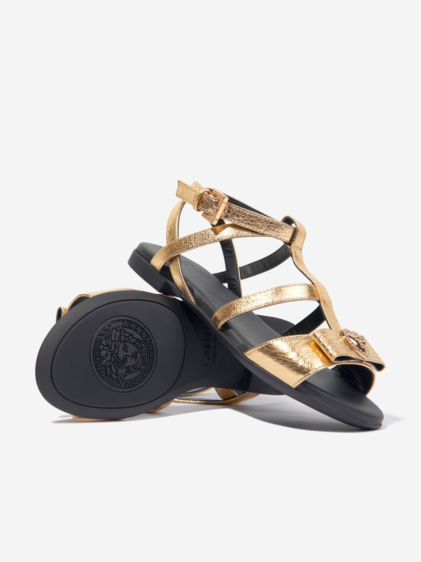 Versace 女童金色美杜莎心形凉鞋