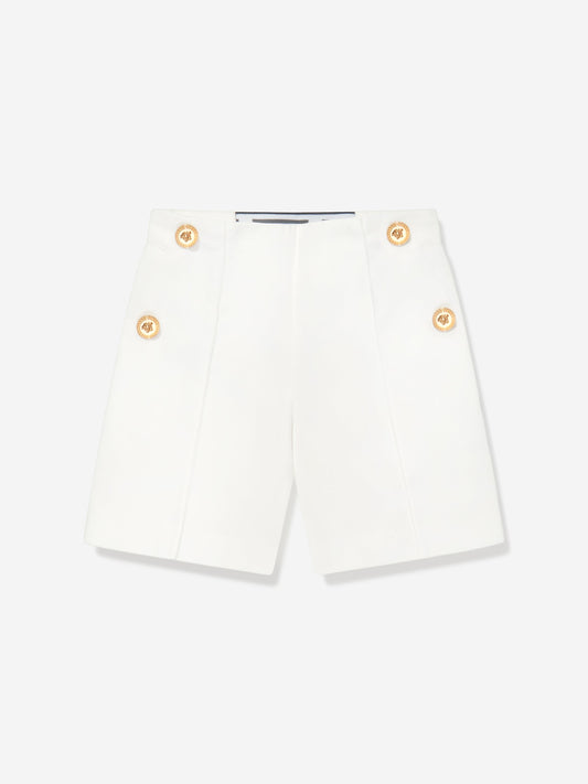 Versace 女童白色华达呢短裤
