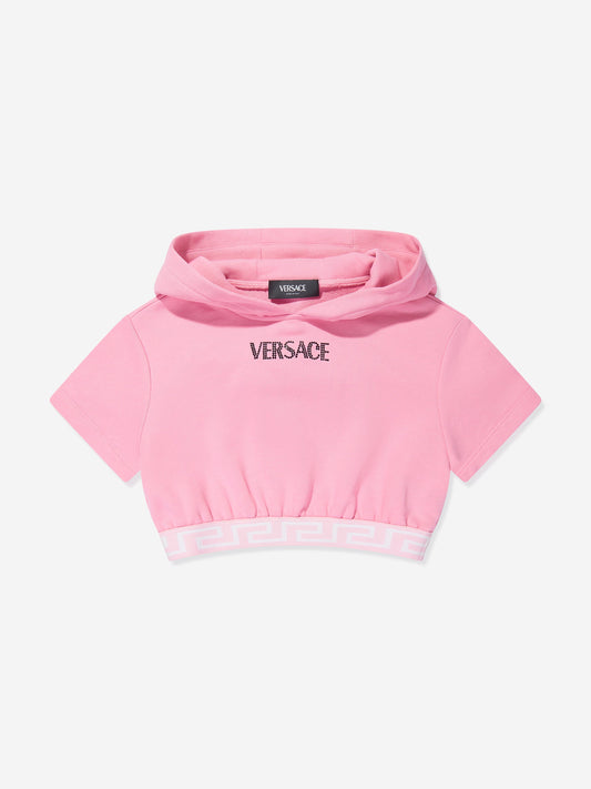 Versace 女童粉色徽标连帽衫