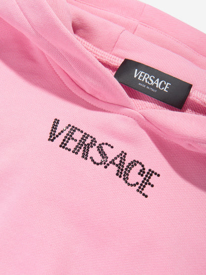 Versace 女童粉色徽标连帽衫