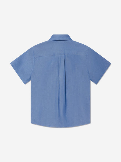 Versace 男童短袖 Chambray 衬衫（蓝色）