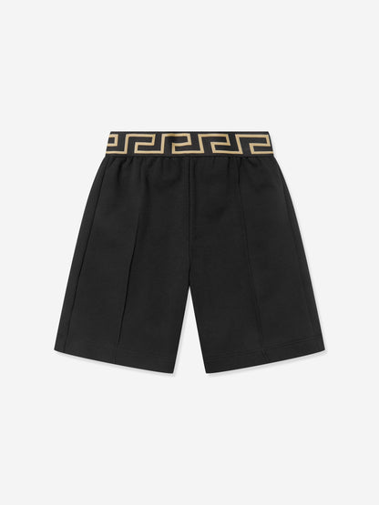 Versace 男童刺绣徽标短裤（黑色）