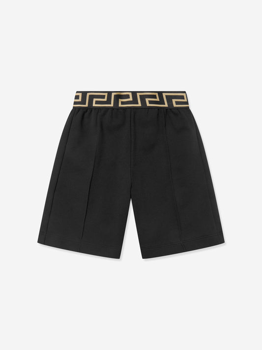 Versace 男童刺绣徽标短裤（黑色）