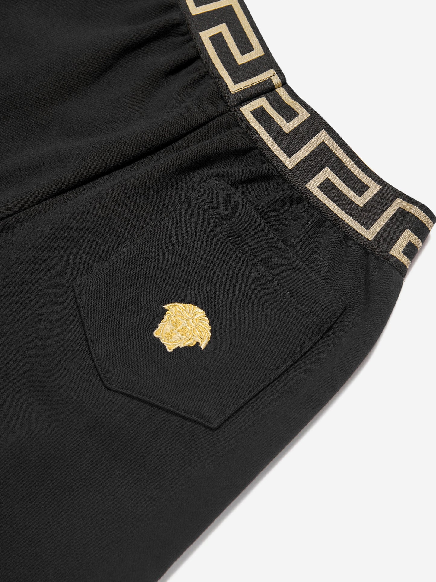 Versace 男童刺绣徽标短裤（黑色）