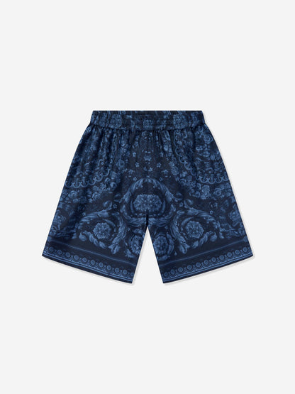 Versace Boys 真丝巴洛克短裤（海军蓝）