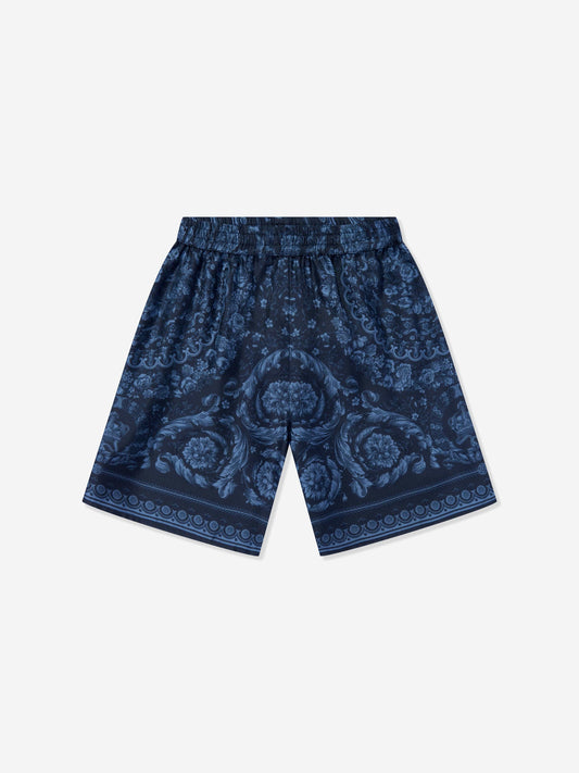 Versace Boys 真丝巴洛克短裤（海军蓝）