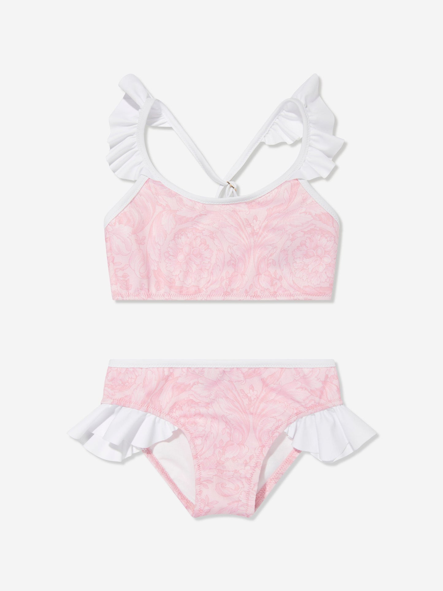 Versace 女童粉色巴洛克印花比基尼