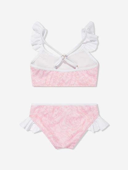 Versace 女童粉色巴洛克印花比基尼