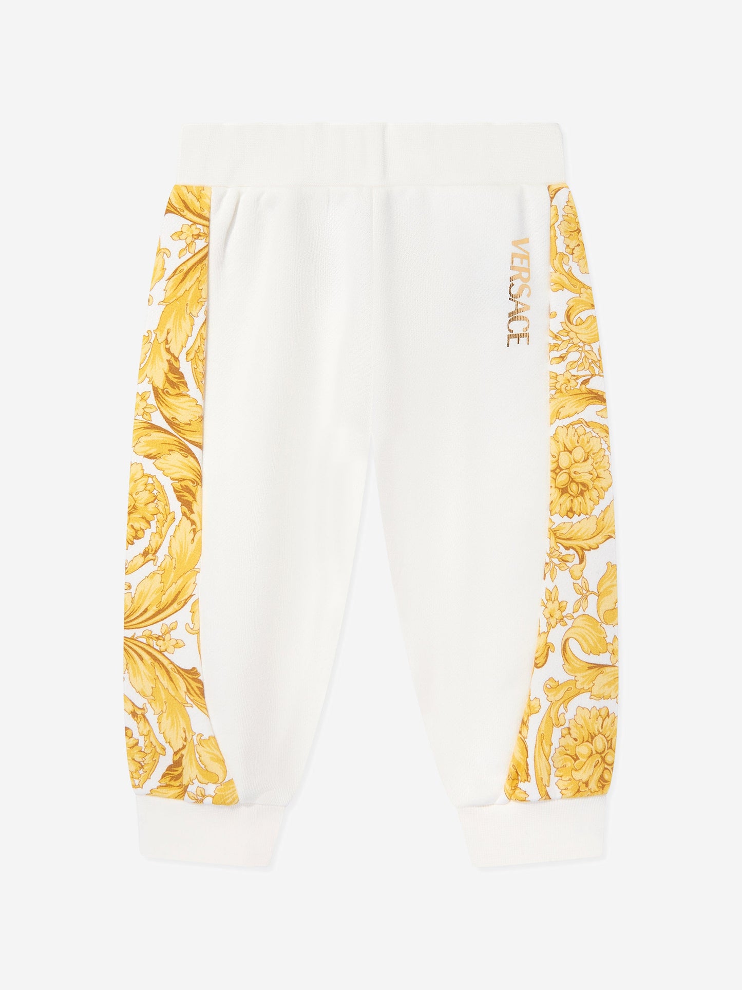Versace Baby Barocco 白色徽标慢跑裤