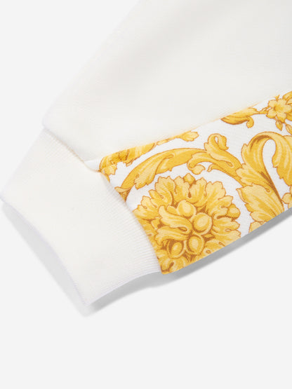 Versace Baby Barocco 白色徽标慢跑裤
