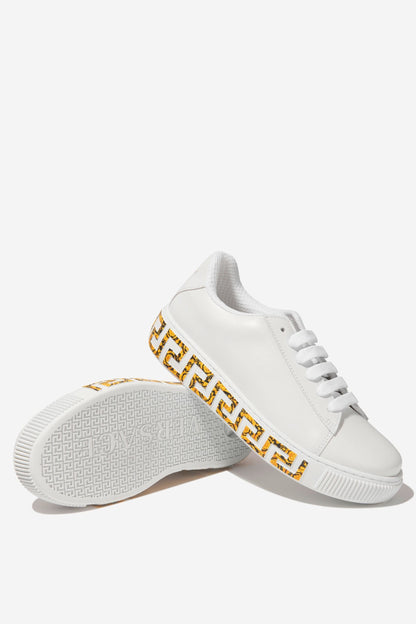 Versace 儿童皮革 La Greca 运动鞋