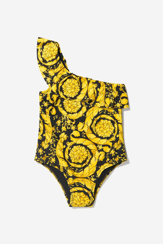 Versace 女童巴洛克印花泳衣