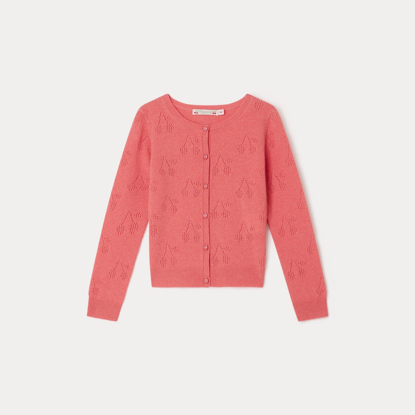 女童粉色羊绒开衫