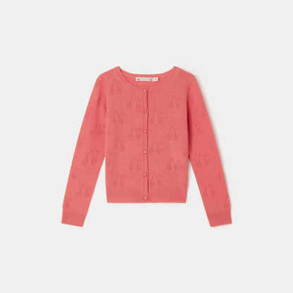 女童粉色羊绒开衫