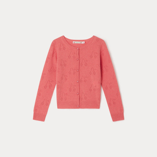 女童粉色羊绒开衫