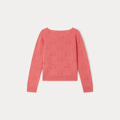 女童粉色羊绒开衫