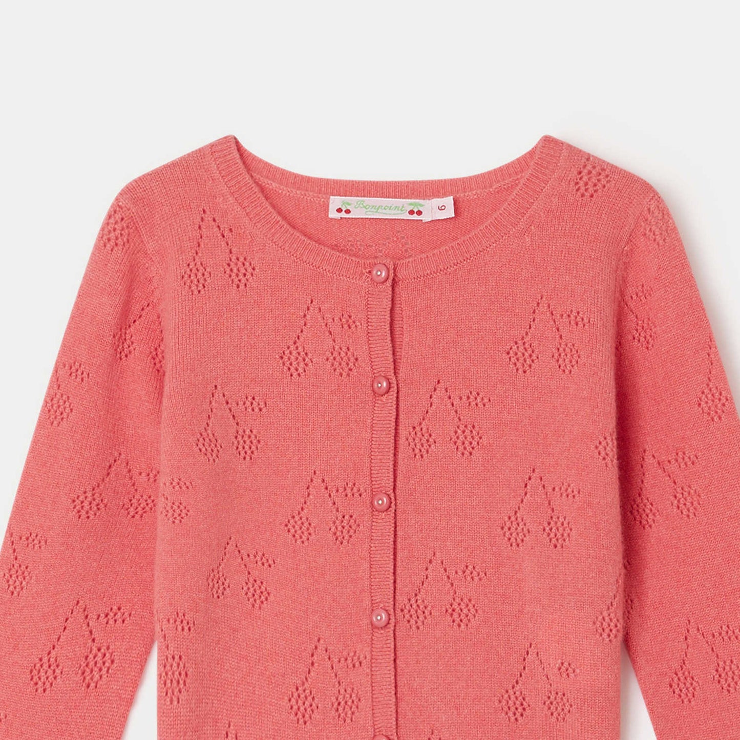 女童粉色羊绒开衫