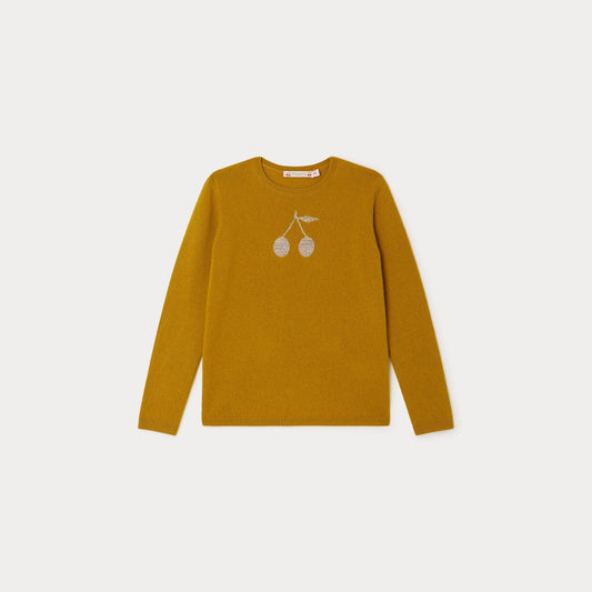 女童姜黄色Logo羊绒毛衣