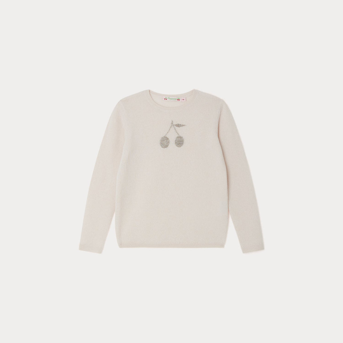 女童白色Logo羊绒毛衣
