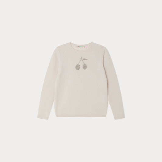 女童白色Logo羊绒毛衣