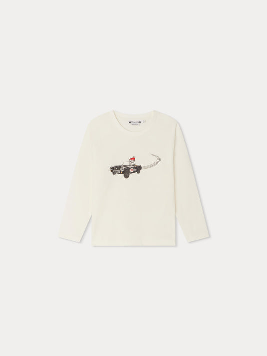 男童白色印花棉T恤