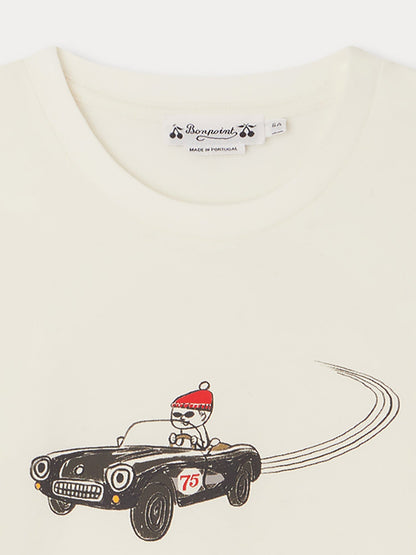 男童白色印花棉T恤