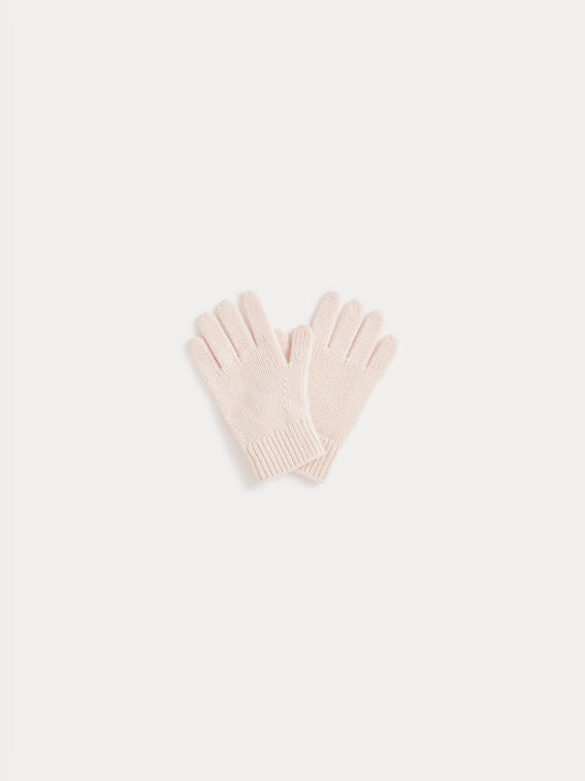 女童浅粉色羊绒手套